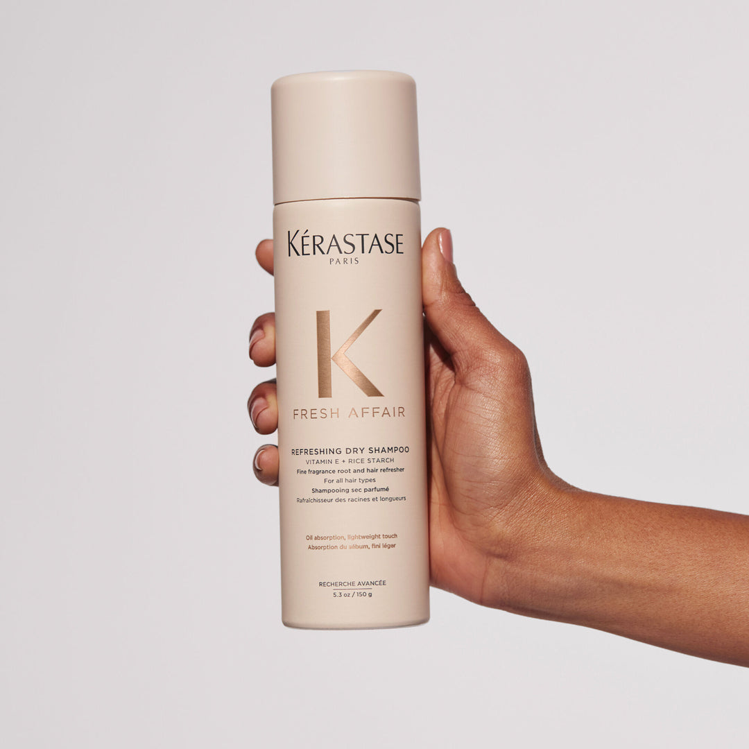 Kerastase Blond Absolu Fresh Affair Dry Shampoo Hair Set in hand