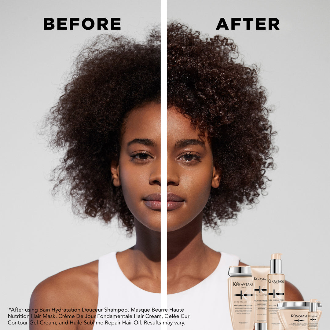 Kerastase Curl Manifesto Masque Beurre Haute Nutrition Hair Mask before after