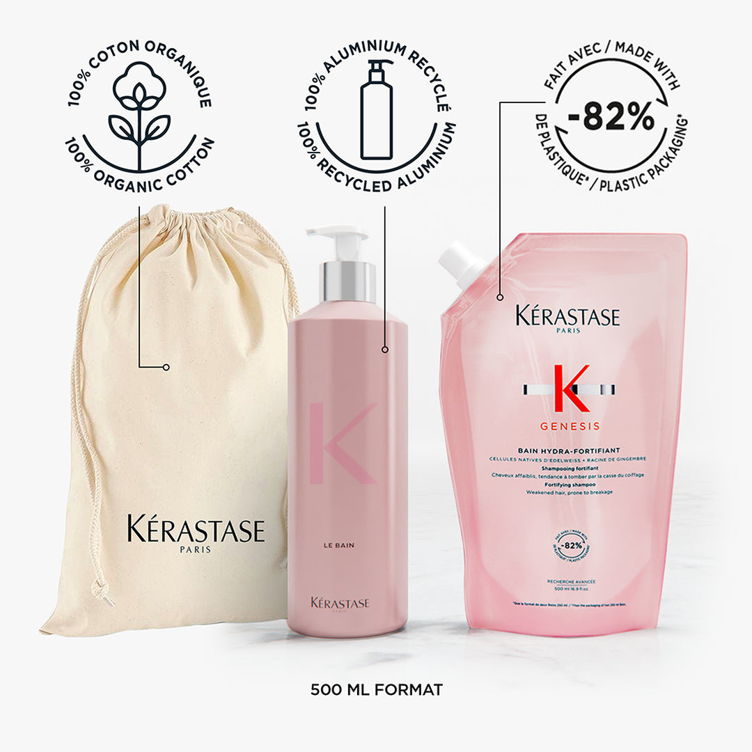 Kerastase Refillable Luxury Bottle Pouch Genesis Hydra Reusable