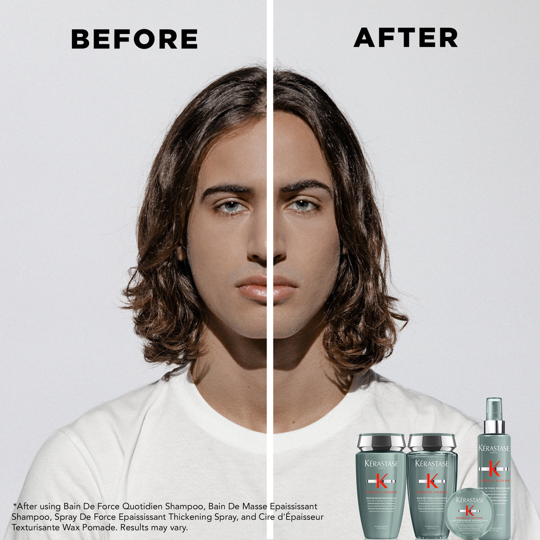 kerastase genesis homme bain de masse epaississant shampoo before after