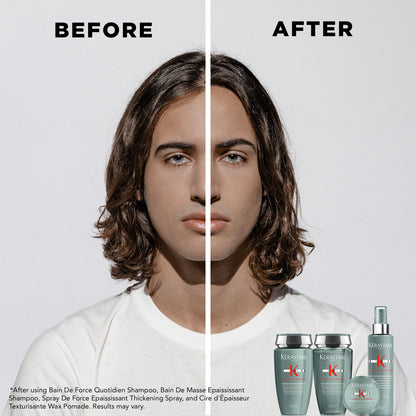 kerastase genesis homme bain de masse epaississant shampoo before after