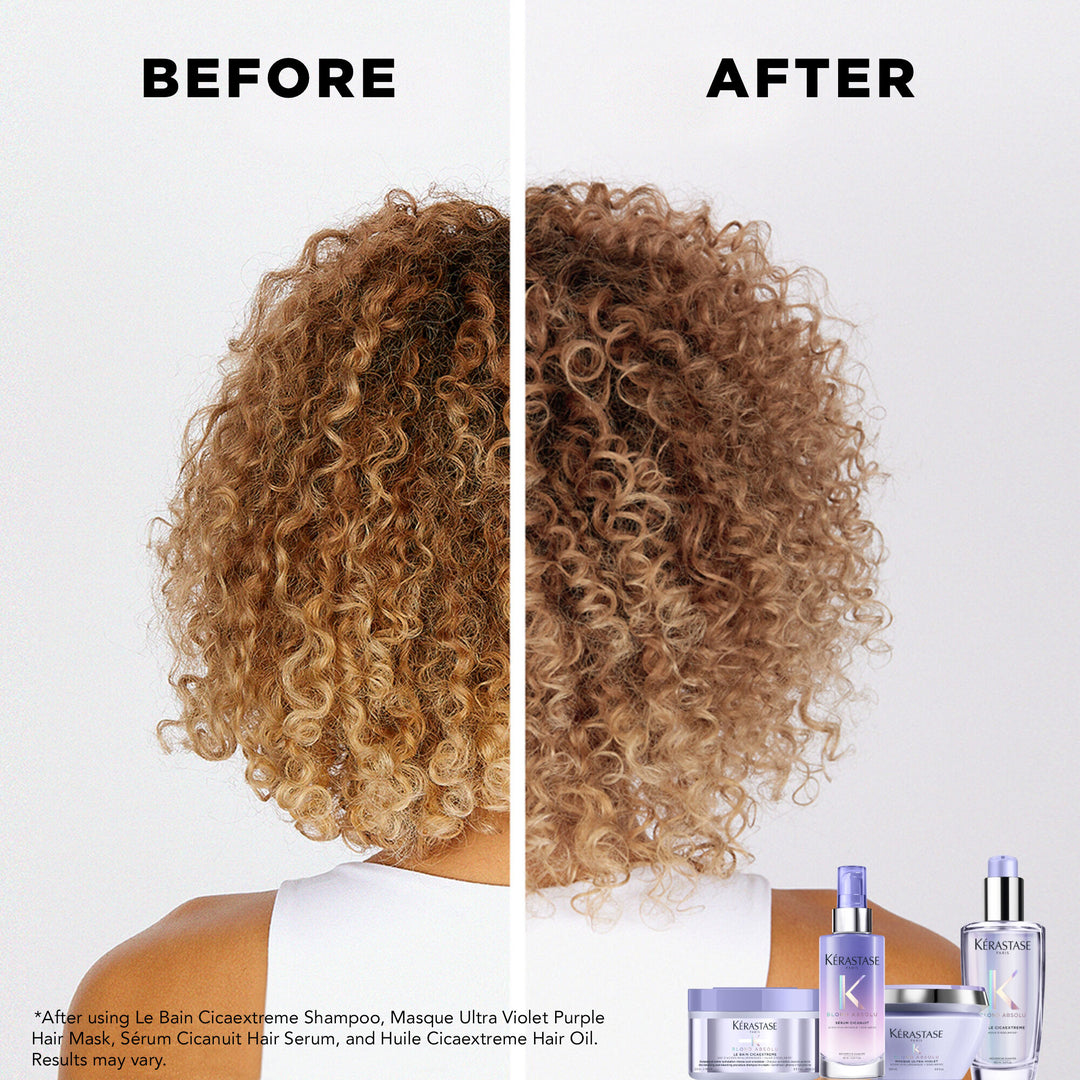 kerastase Blond Absolu Say Bye To Brass, Hello Vibrant Blonde Highlighted Hair before after