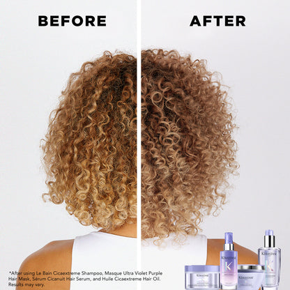 kerastase Blond Absolu Say Bye To Brass, Hello Vibrant Blonde Highlighted Hair before after