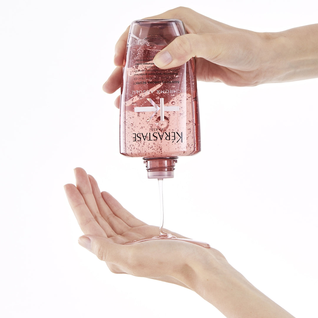 kerastase chroma absolu bain riche chroma respect shampoo product in hand