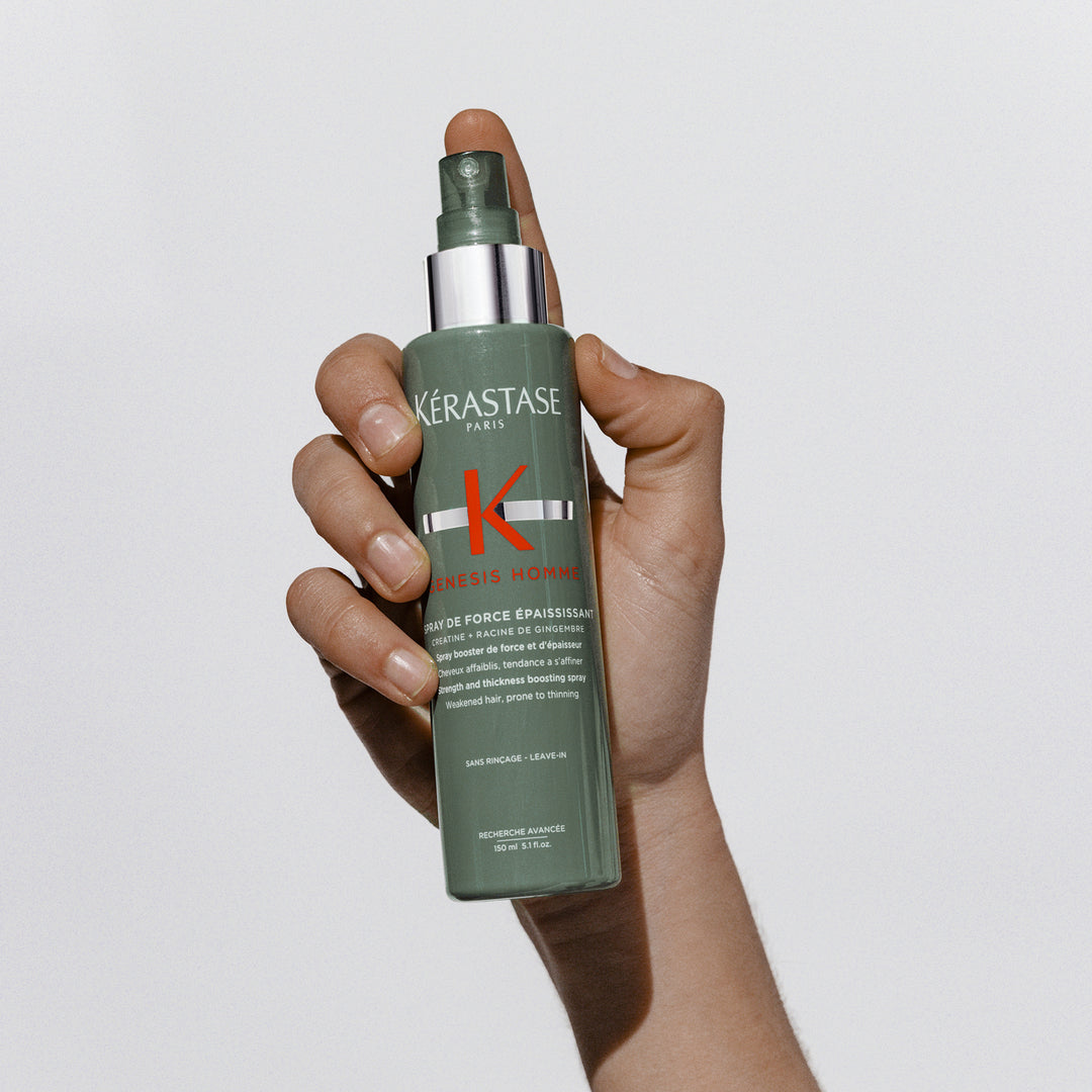 kerastase genesis homme spray de force epaississant thickening spray in hand